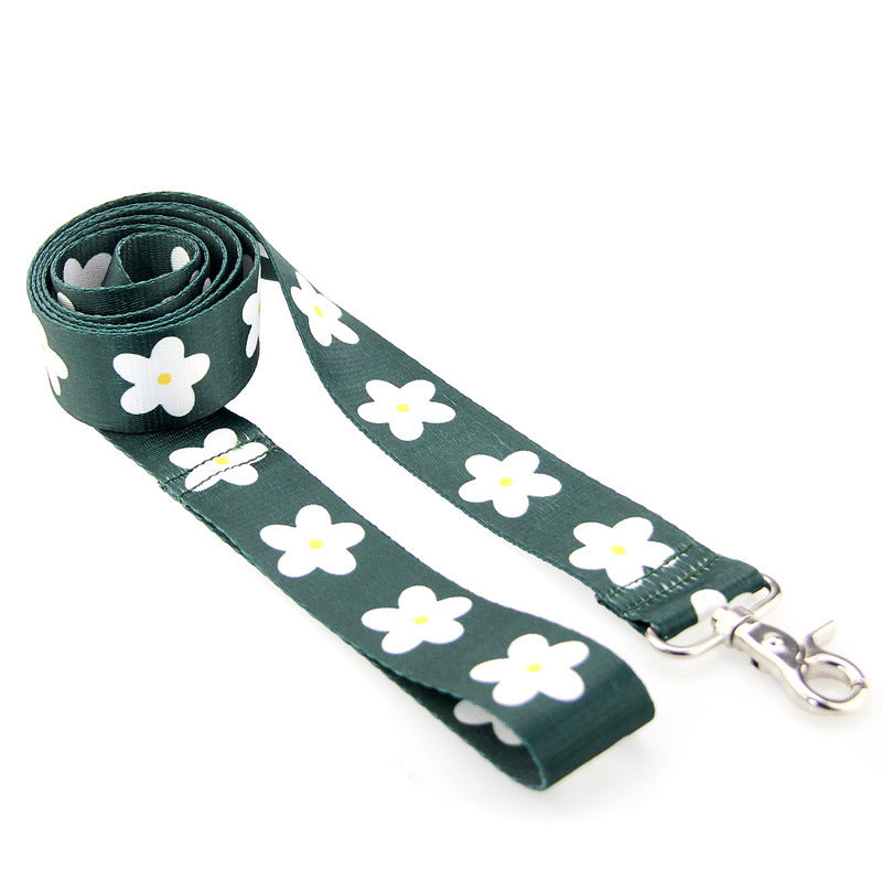 White flowers Vest-style Adult Dog Leash