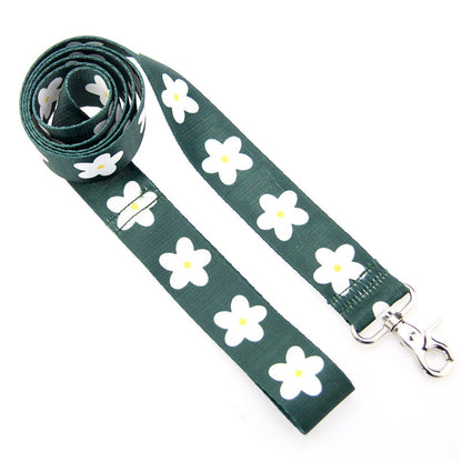 White flowers Vest-style Adult Dog Leash