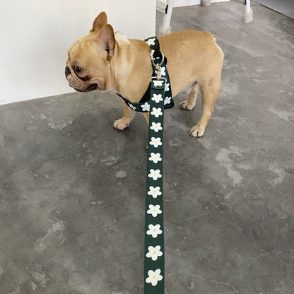 White flowers Vest-style Adult Dog Leash
