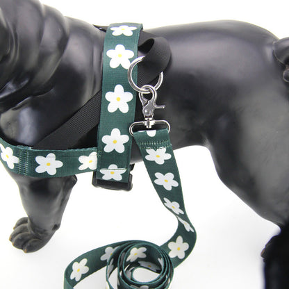 White flowers Vest-style Adult Dog Leash