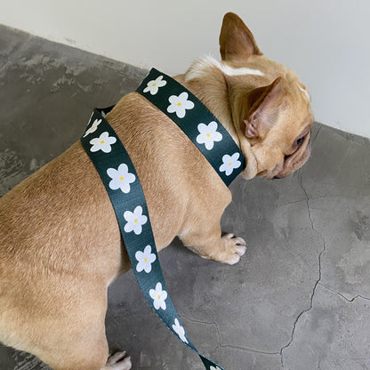 White flowers Vest-style Adult Dog Leash