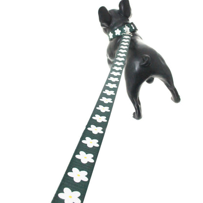 White flowers Vest-style Adult Dog Leash